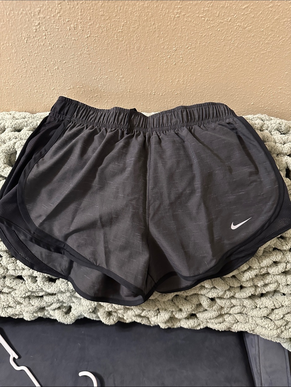 Nike Women's Black Athletic Running Shorts with White Swoosh